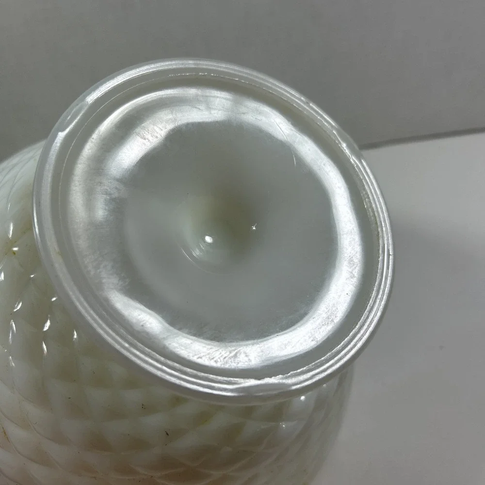 Vintage White Milk‎ Glass Fruit Bowl Raised Pattern